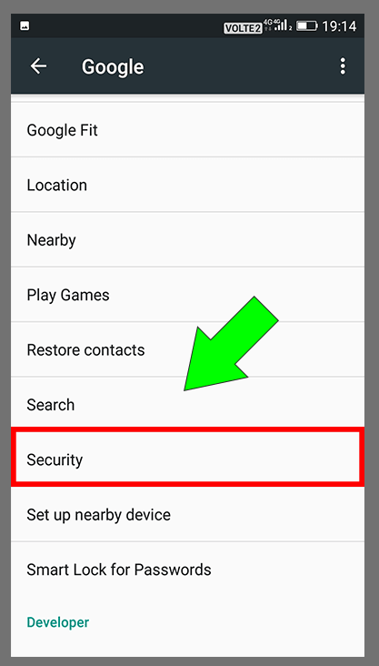 Google Security Settings Step-2 | Select Security Option
